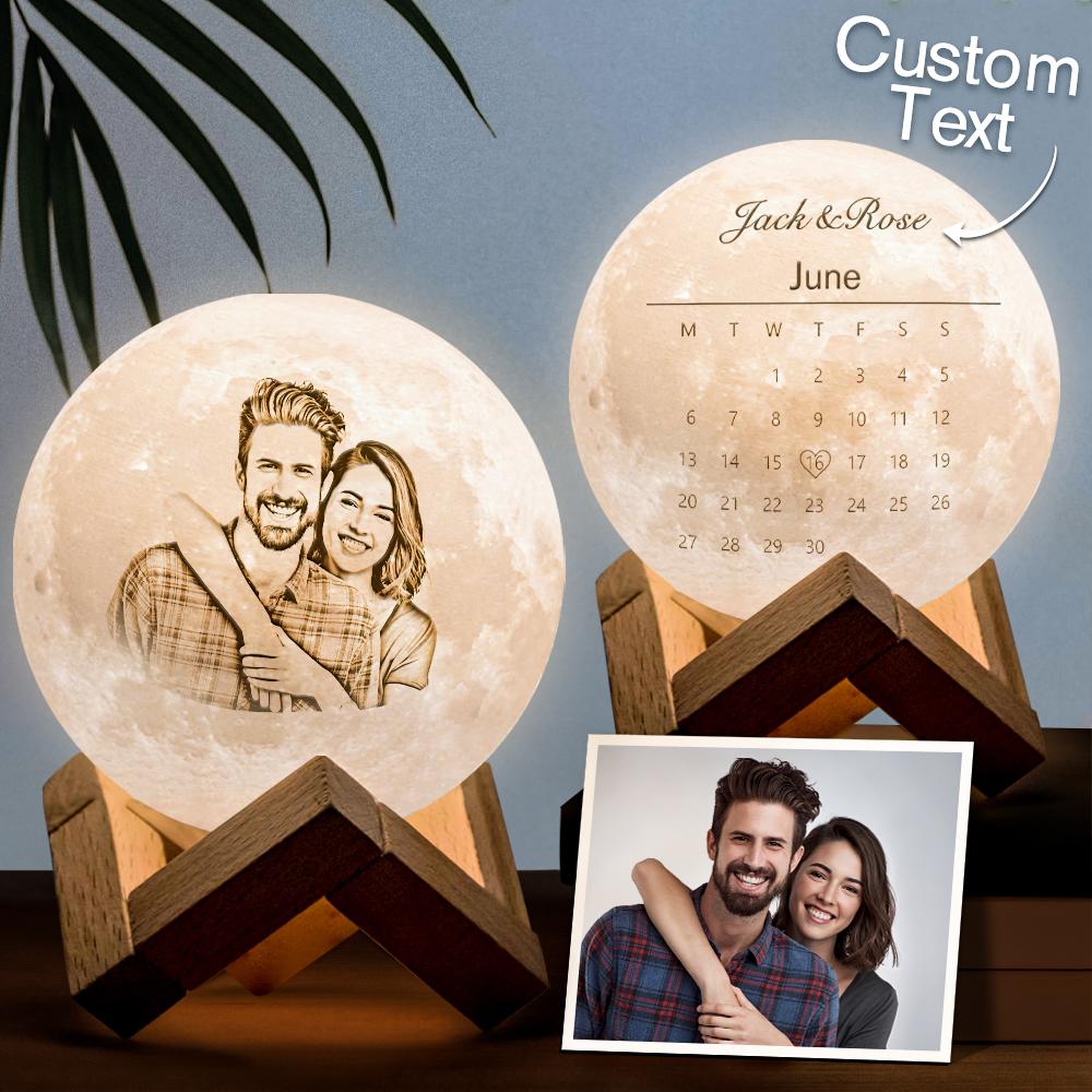 Custom Photo Moon Lamp Name 3d Light Christmas Gift Engraved Moon Lamp - Touch Two Colors 10cm-20cm Christmas Family Gift