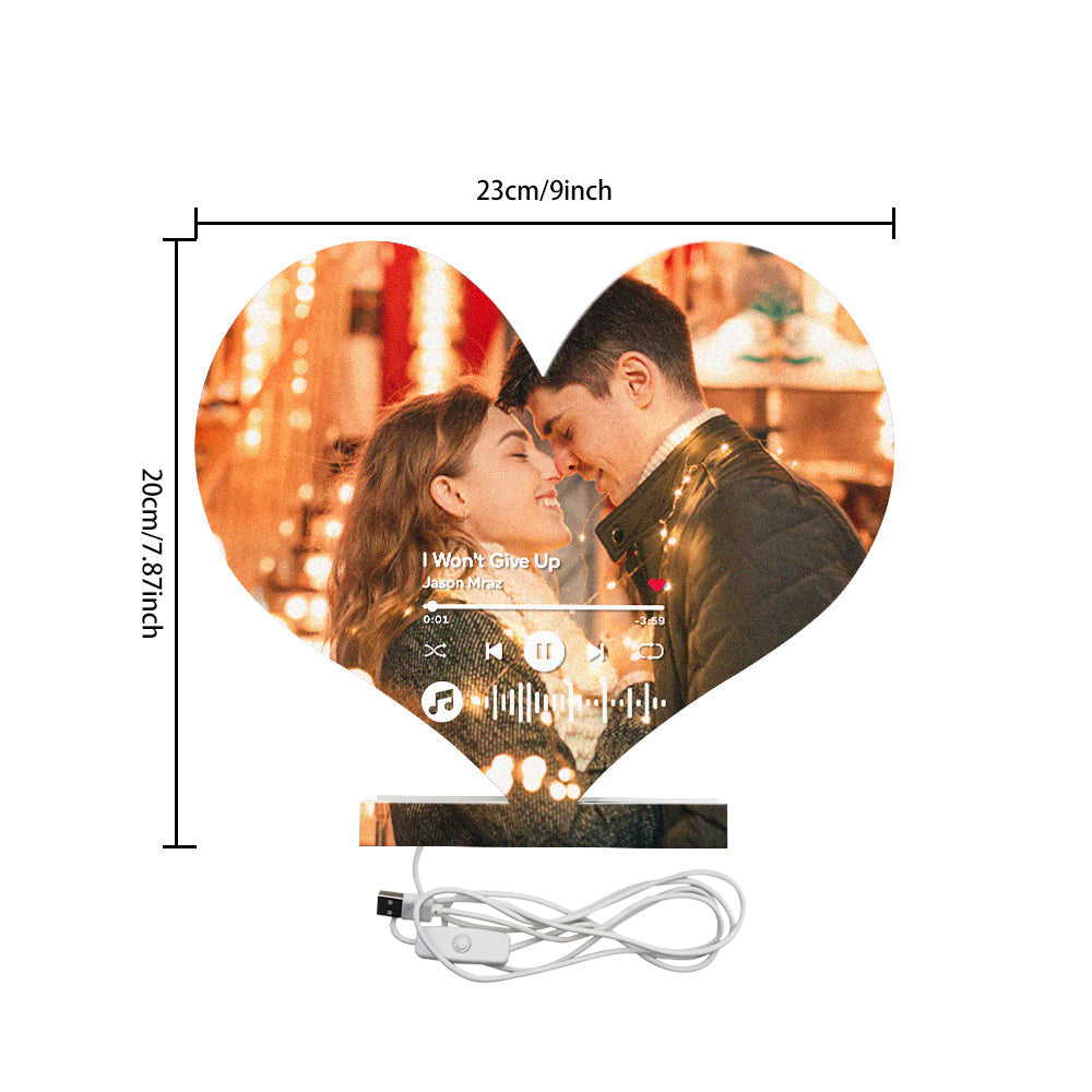 Personalized Music Code Photo Heart-shaped Light Gift for Lover