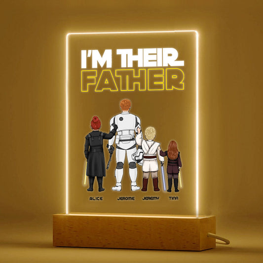 Custom I Am Their Father Night Light Personalized Acrylic Plaque Home Decoration Lamp Father's Day Gift