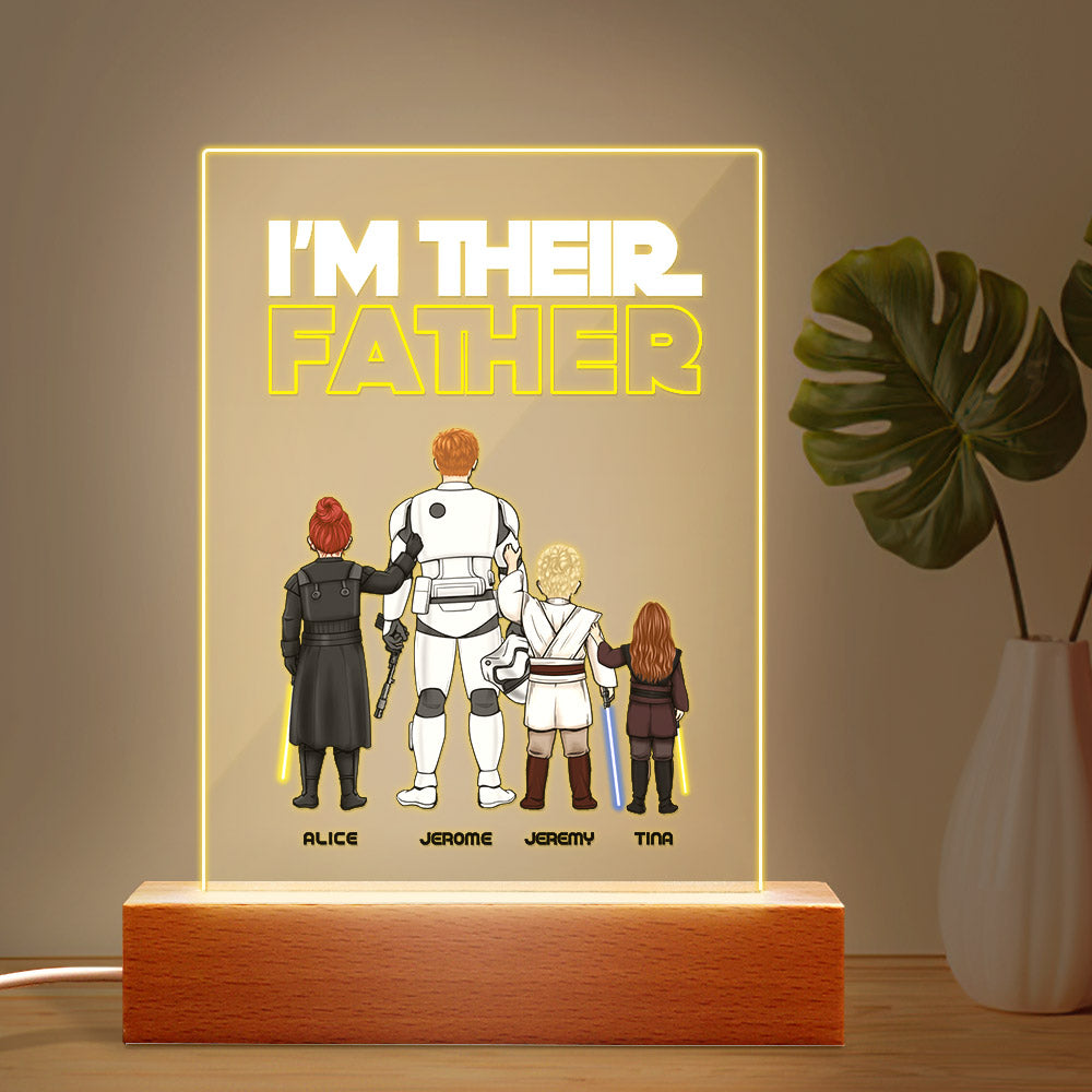 Custom I Am Their Father Night Light Personalized Acrylic Plaque Home Decoration Lamp Father's Day Gift