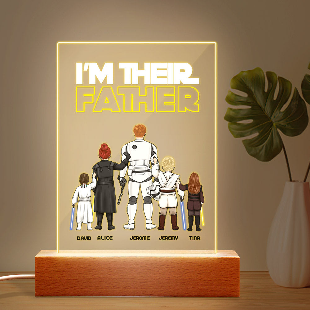 Custom I Am Their Father Night Light Personalized Acrylic Plaque Home Decoration Lamp Father's Day Gift