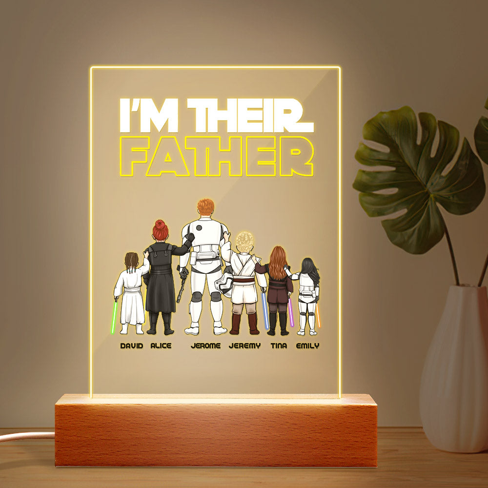 Custom I Am Their Father Night Light Personalized Acrylic Plaque Home Decoration Lamp Father's Day Gift