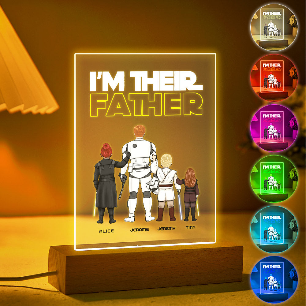 Custom I Am Their Father Night Light Personalized Acrylic Plaque Home Decoration Lamp Father's Day Gift