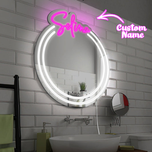 Personalized Name Mirror Light for Wall Custom Color Neon Mirror LED Dimmable Light Birthday Party Wedding Gift