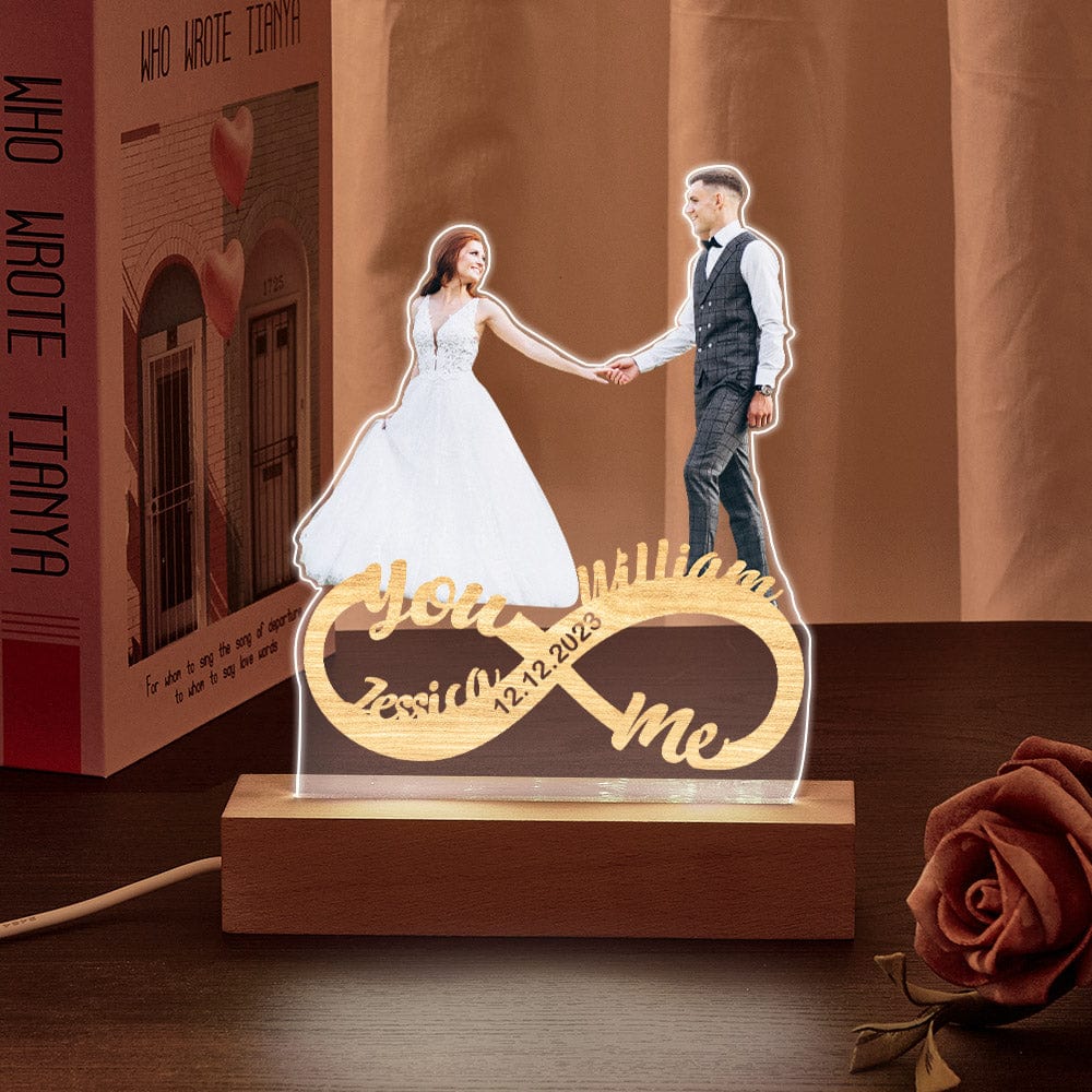 Personalized Photo Night Light Custom Infinity Couple Lamp Romantic Valentine's Day Gifts