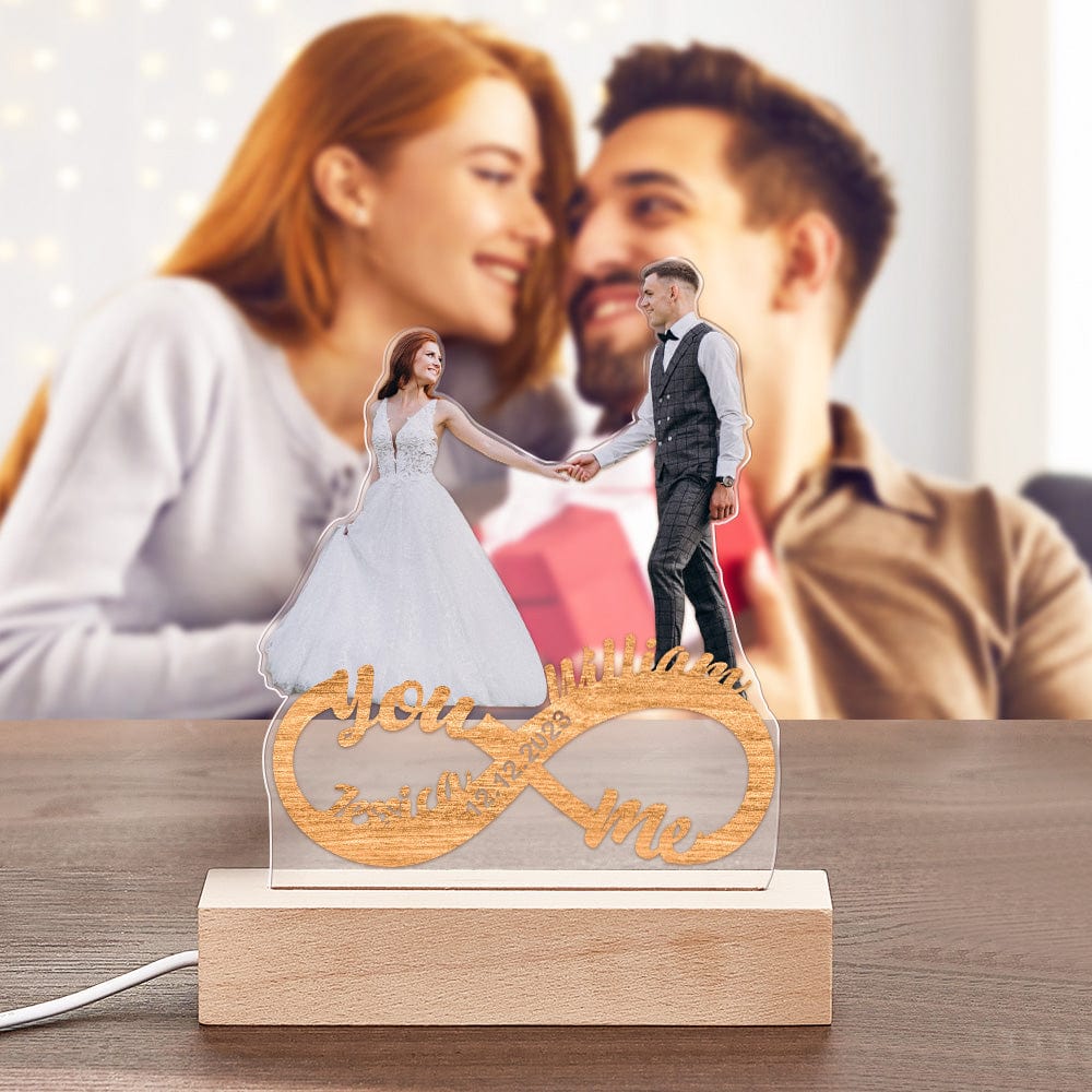 Personalized Photo Night Light Custom Infinity Couple Lamp Romantic Valentine's Day Gifts