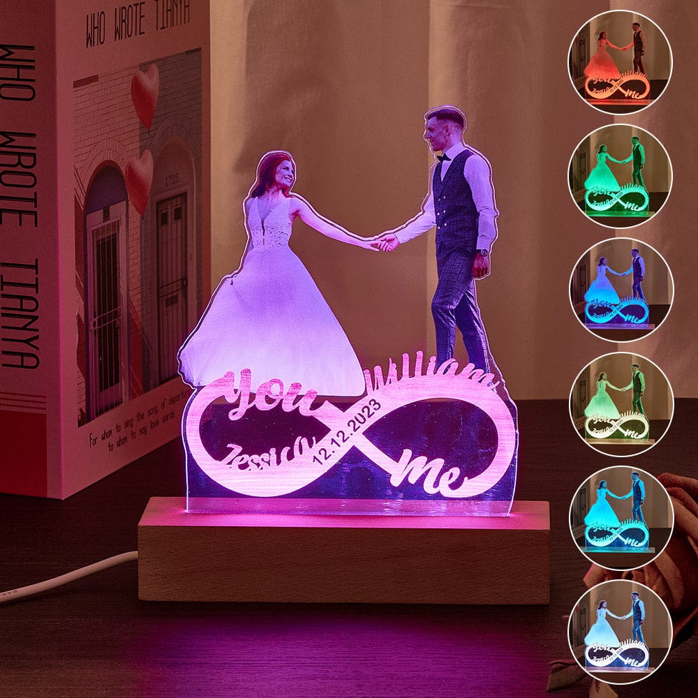 Personalized Photo Night Light Custom Infinity Couple Lamp Romantic Valentine's Day Gifts