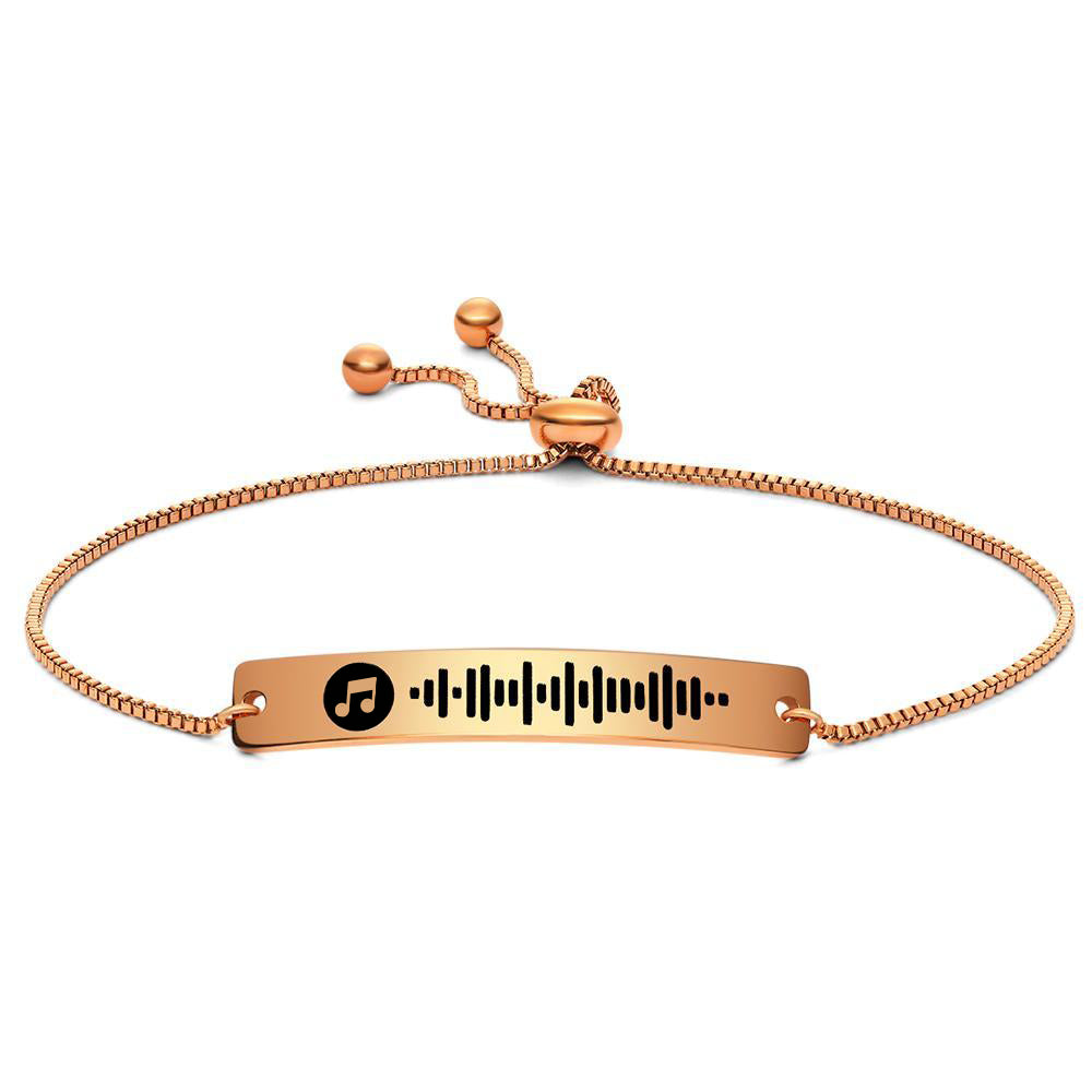 Scannable Music Code Bracelet Engraved Bar Bracelet Custom Music Song Bracelet Aurora Color Gifts for Her