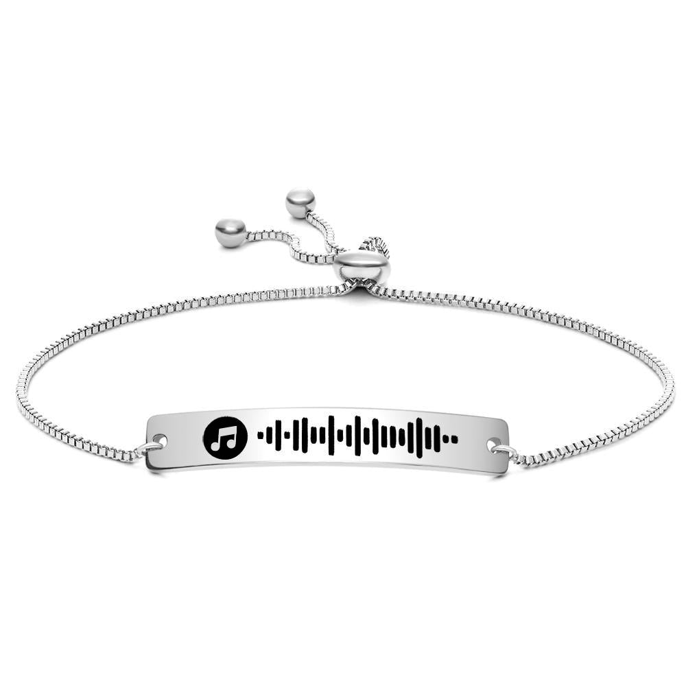 Scannable Music Code Bracelet Engraved Bar Bracelet Custom Music Song Bracelet Aurora Color Gifts for Her