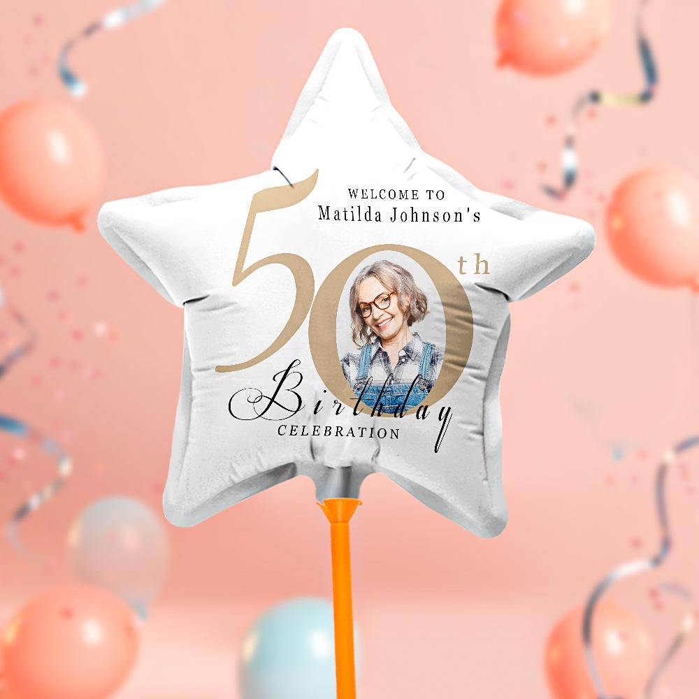 Custom 50th Birthday Balloons with Photo for Birthday Party Decoration