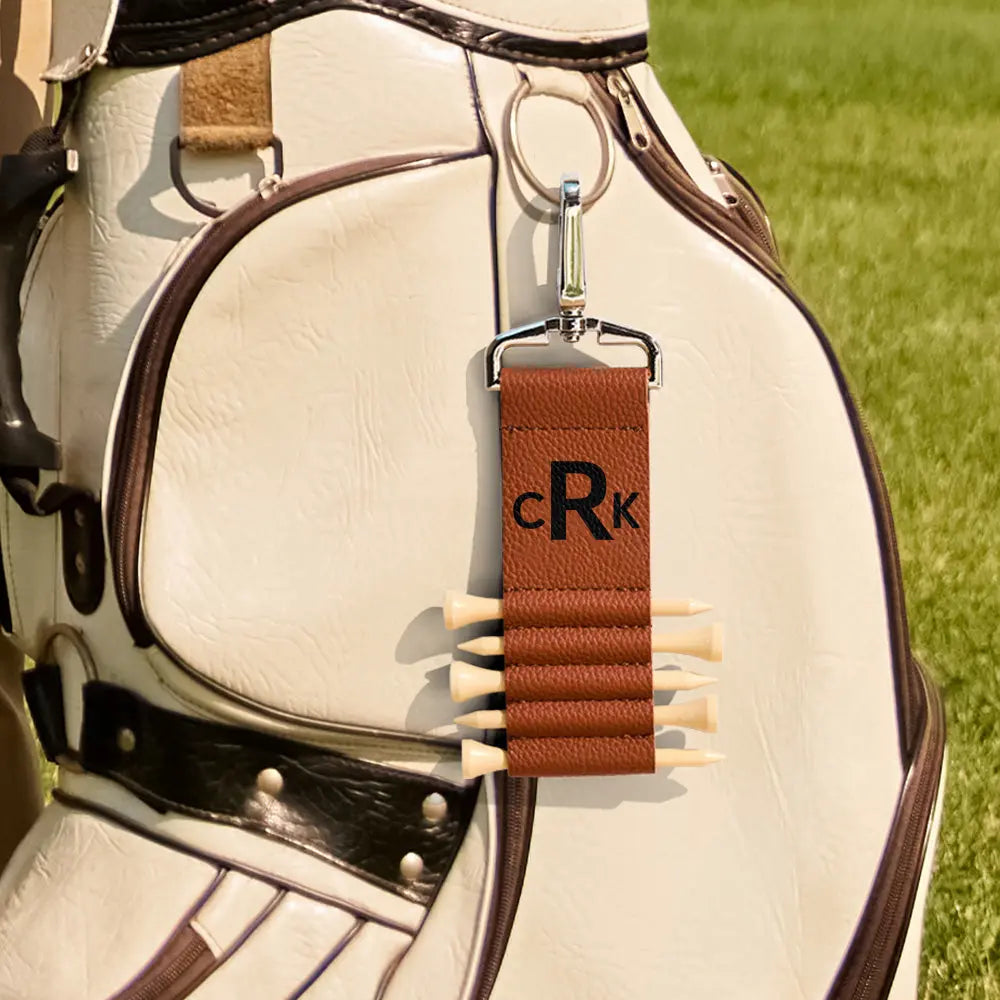 Personalized Monogram Golf Bag Tag Tee Holder with 5 Tees Golf Accessory Gift for Golf Lover