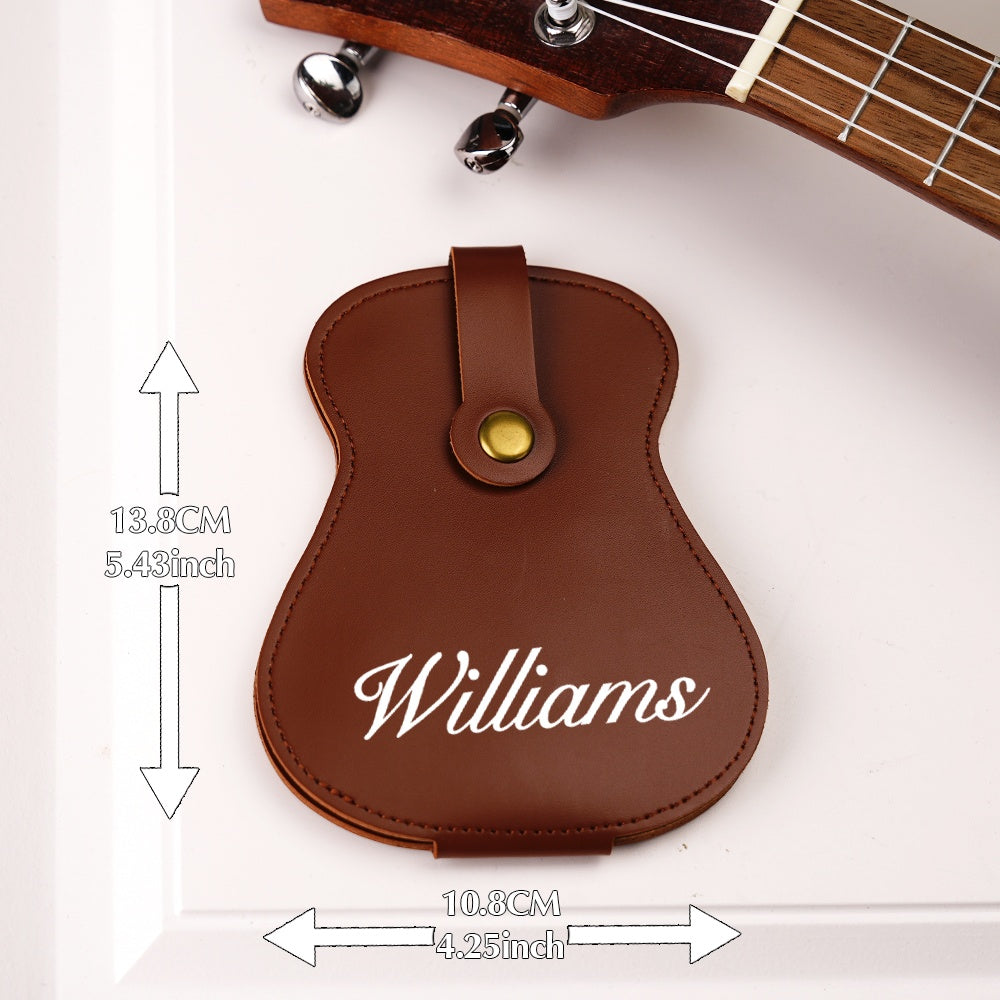 Personalized PU Leather Guitar Picks Bag with Name Guitar Picks Storage Case Birthday Gift for Guitar Lovers