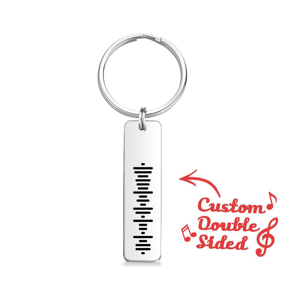 Double Sided Engraved Stainless Steel Scan Code Music Song Keychain