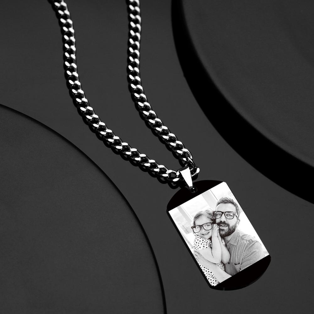 Custom Engraved Necklace With Photo And Calendar