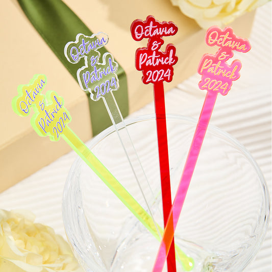 Personalized Stirring Stick with Text Acrylic Drink Cocktail Tag Wedding Birthday Party Essentials