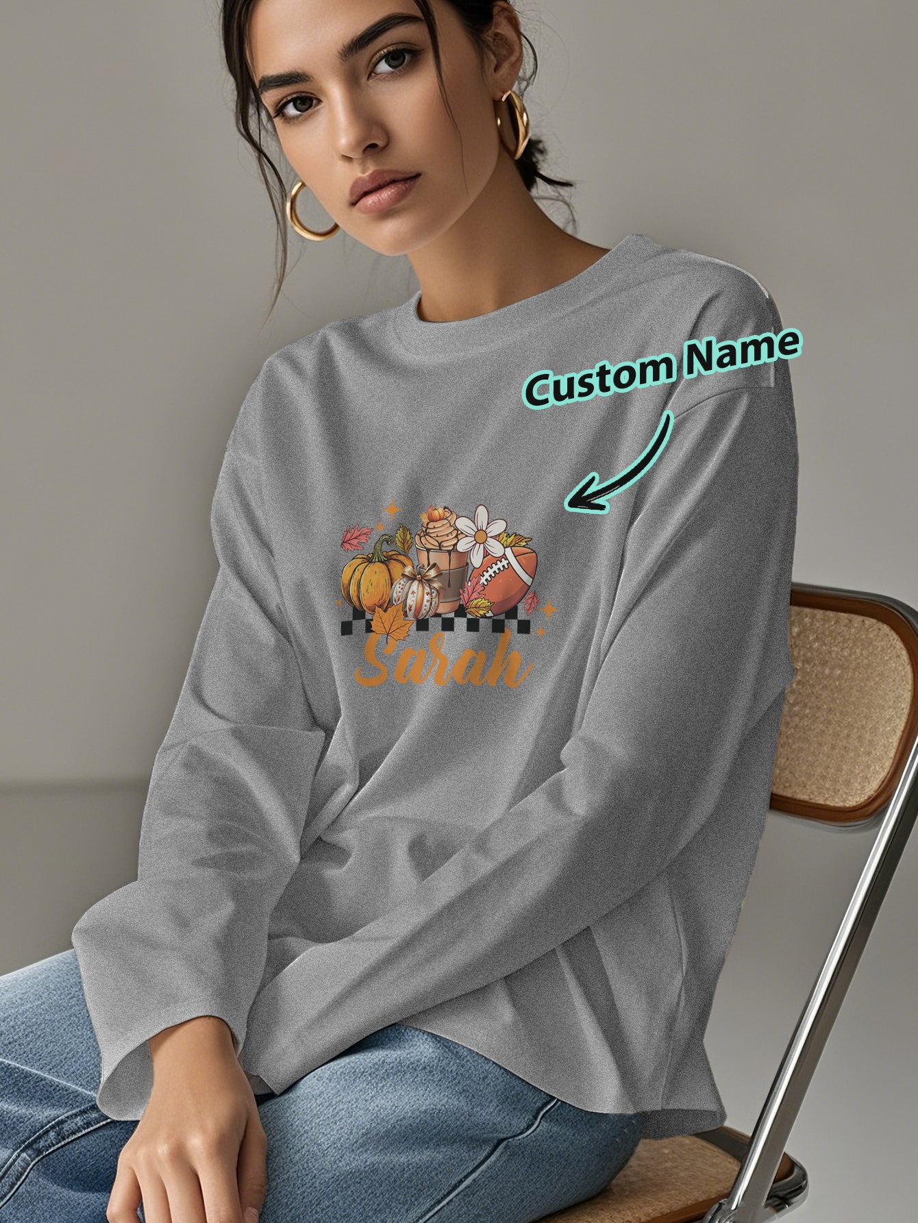 Custom Engraved Personalized Name Halloween Long Sleeve T-Shirt