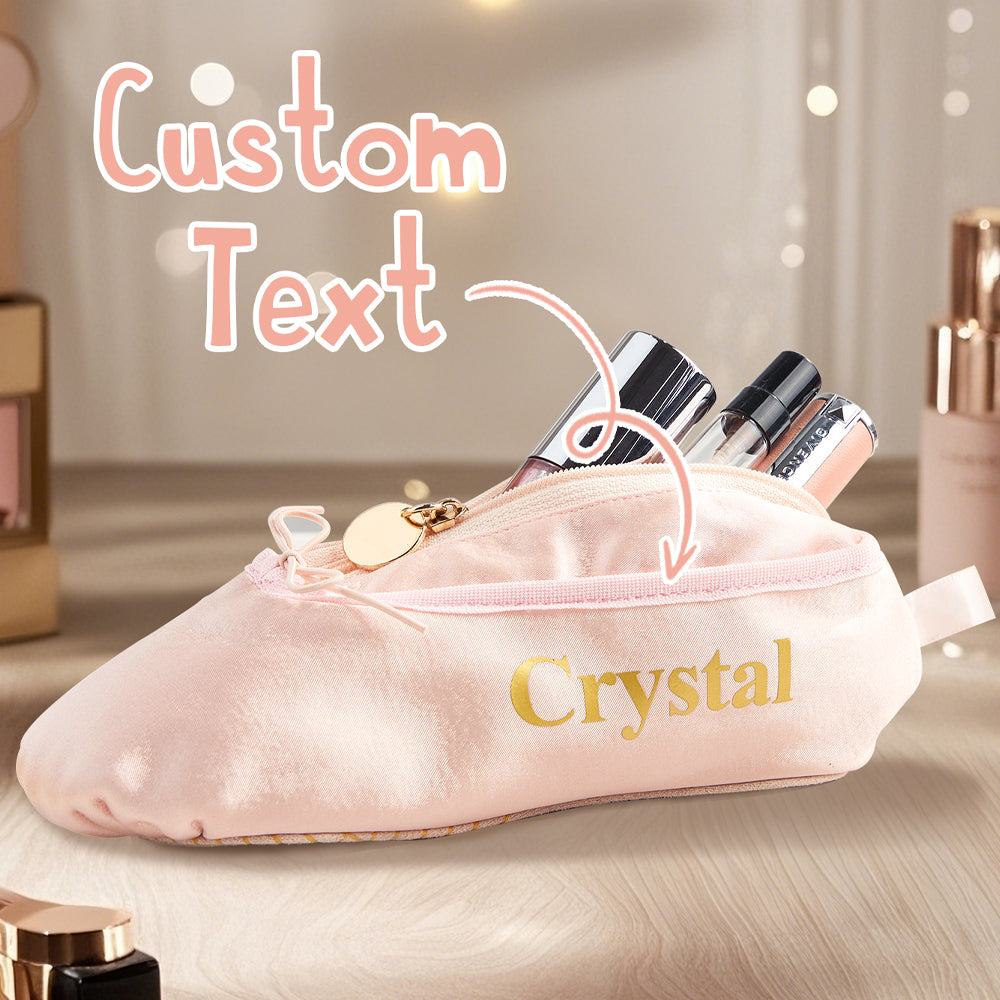 Personalized Ballet Shoe Makeup Bag Pink Cosmetic Bag Gift for Ballet Lovers