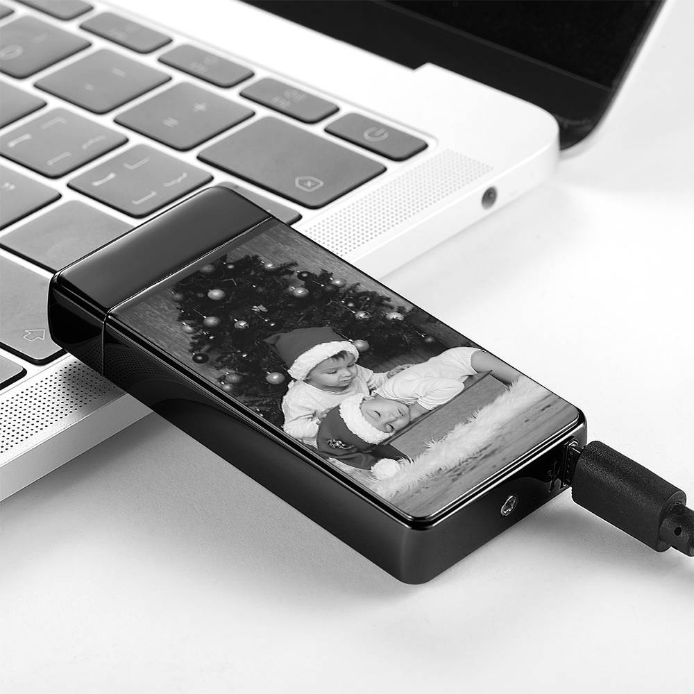 Personalised Black Engraved Photo Lighter