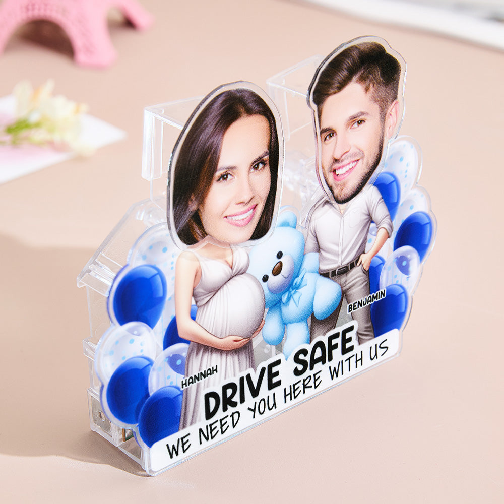 Personalized Face Drive Safe Couple Shaking Head Standee Gift for Couple