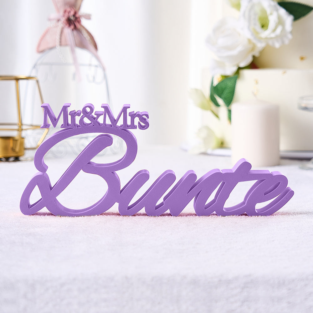 Personalized 3D Print With Your Last Name Mr & Mrs Family Name Wedding Decor Gifts