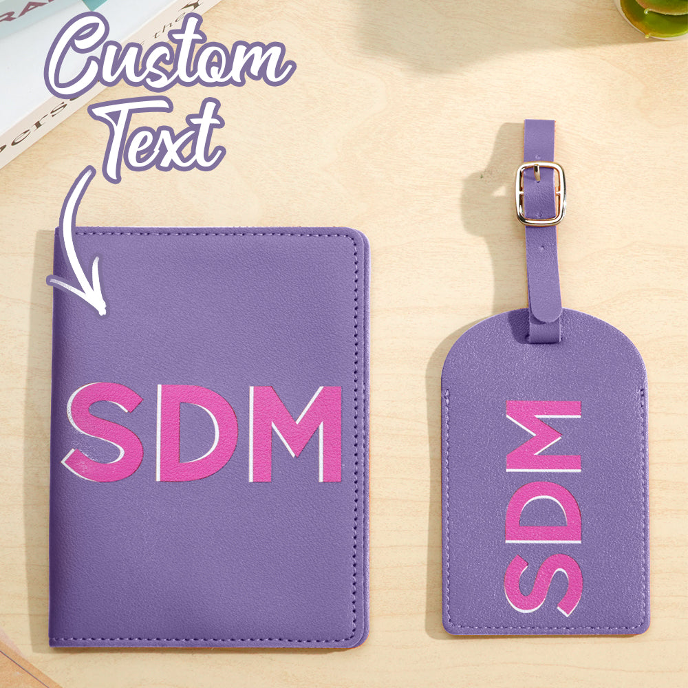 Personalized Shadow Monogram Passport Holder Luggage Tag Set Bridal Party Gift Travel Accessories