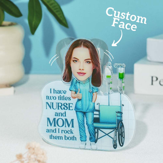 Personalized Face Nurse and Mom Shaking Head Standee Gift for Mom