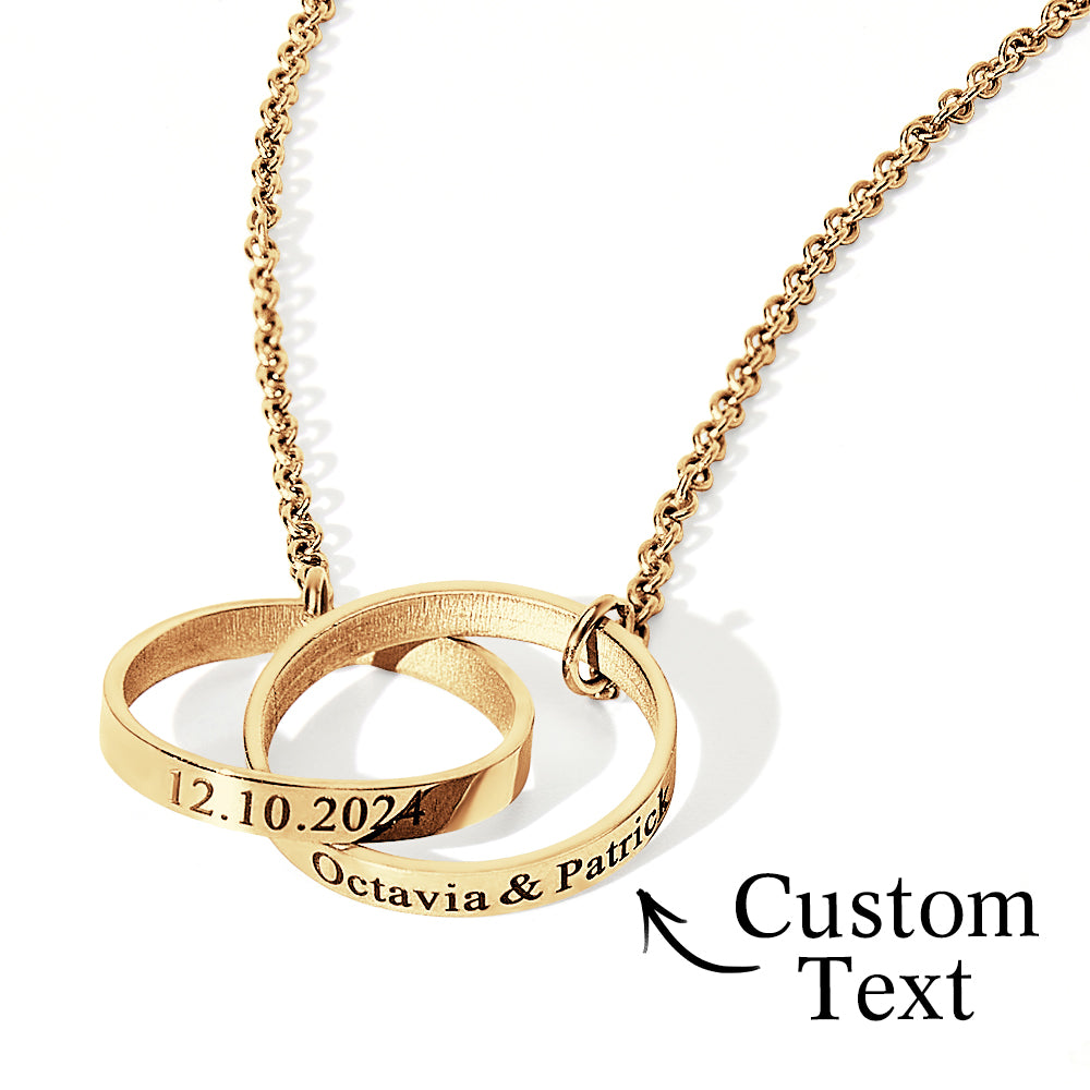 Personalized Double Ring Necklace with Engraved Name Wedding Gift for Bride