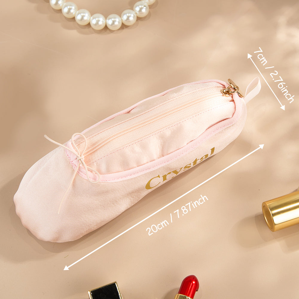 Personalized Ballet Shoe Makeup Bag Pink Cosmetic Bag Gift for Ballet Lovers