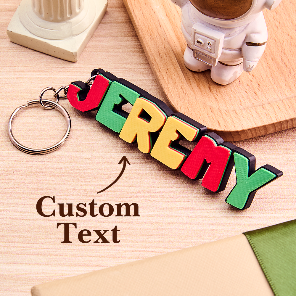 Personalized 3D Cartoon Keyring with Decorative Name Plate Back to School Gift for Kids Teacher