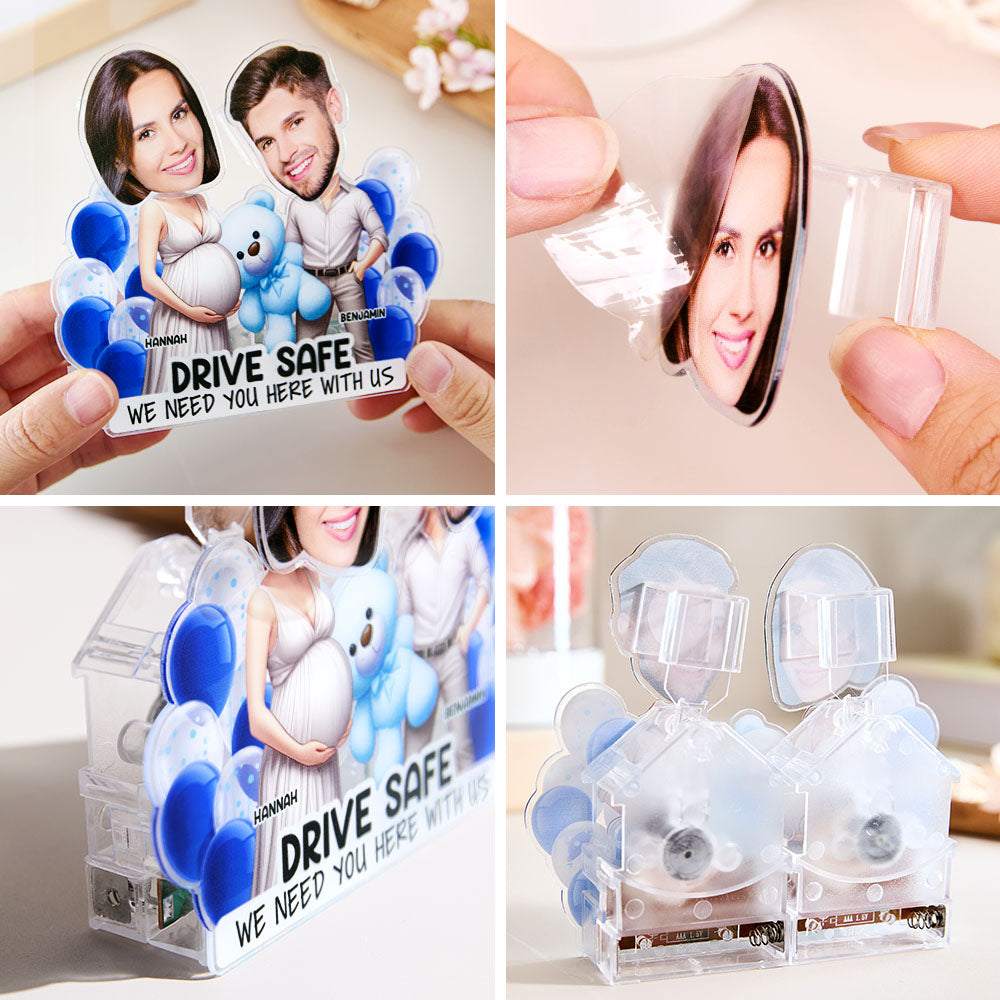 Personalized Face Drive Safe Couple Shaking Head Standee Gift for Couple