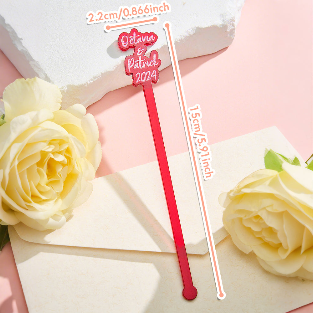 Personalized Stirring Stick with Text Acrylic Drink Cocktail Tag Wedding Birthday Party Essentials