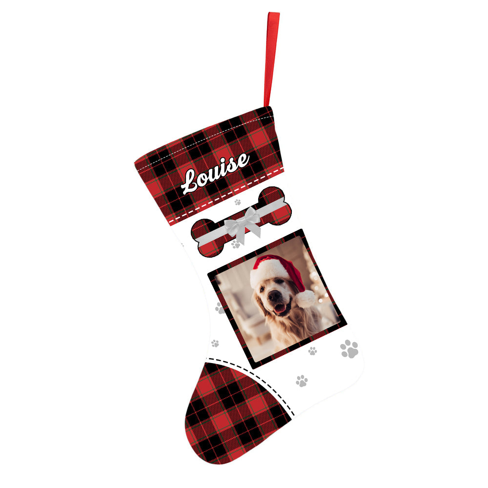 Personalized Christmas Stocking with Photo and Text Gift for Pets