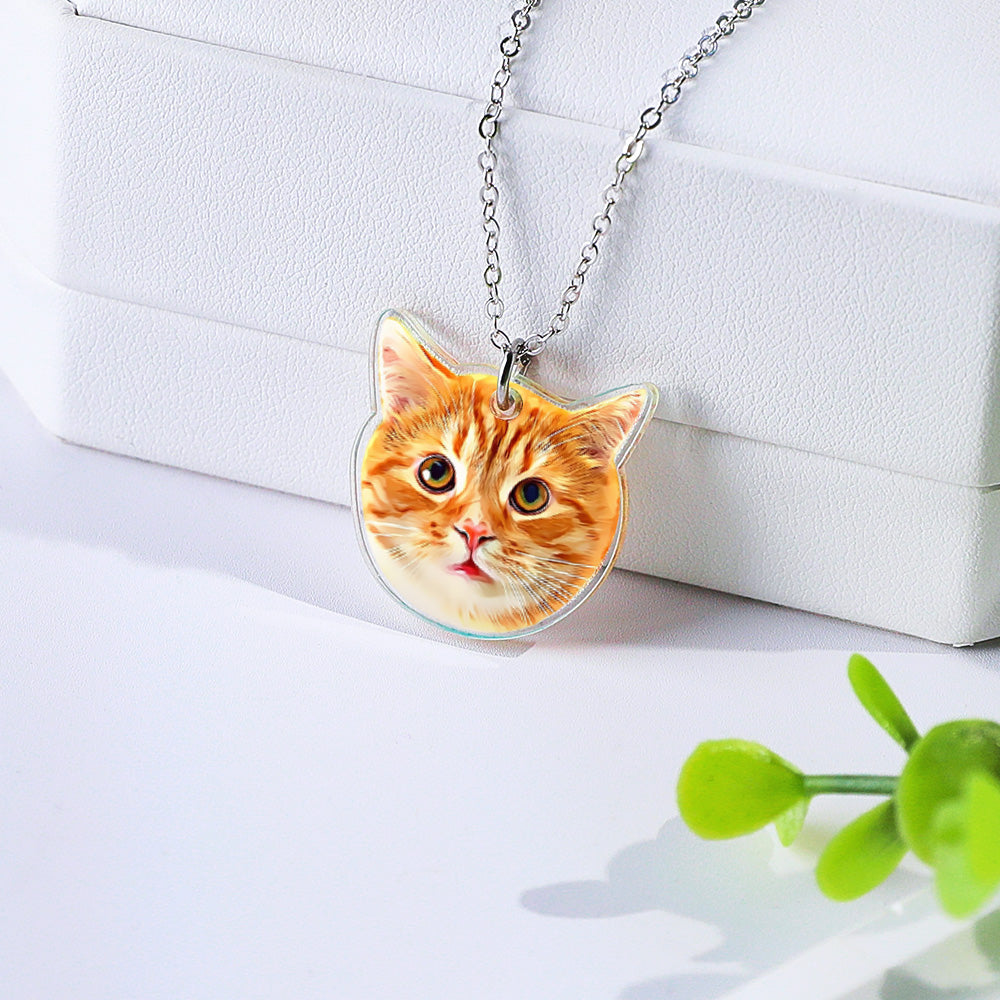 Personalized Pet Portrait Necklace Jewelry Birthday Gift for Pet Lovers