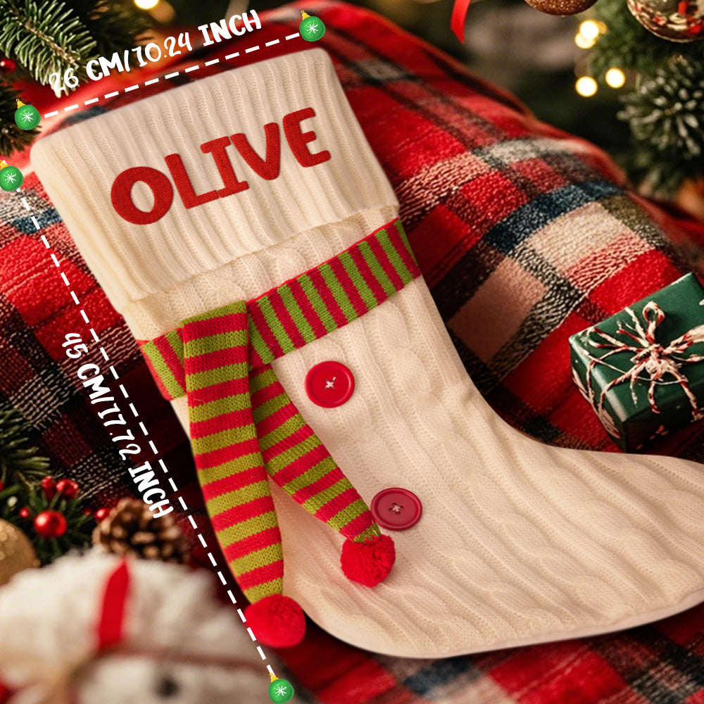 Personalized Christmas Scarve Stocking with Name Embroidery Christmas Stockings Gift for Family