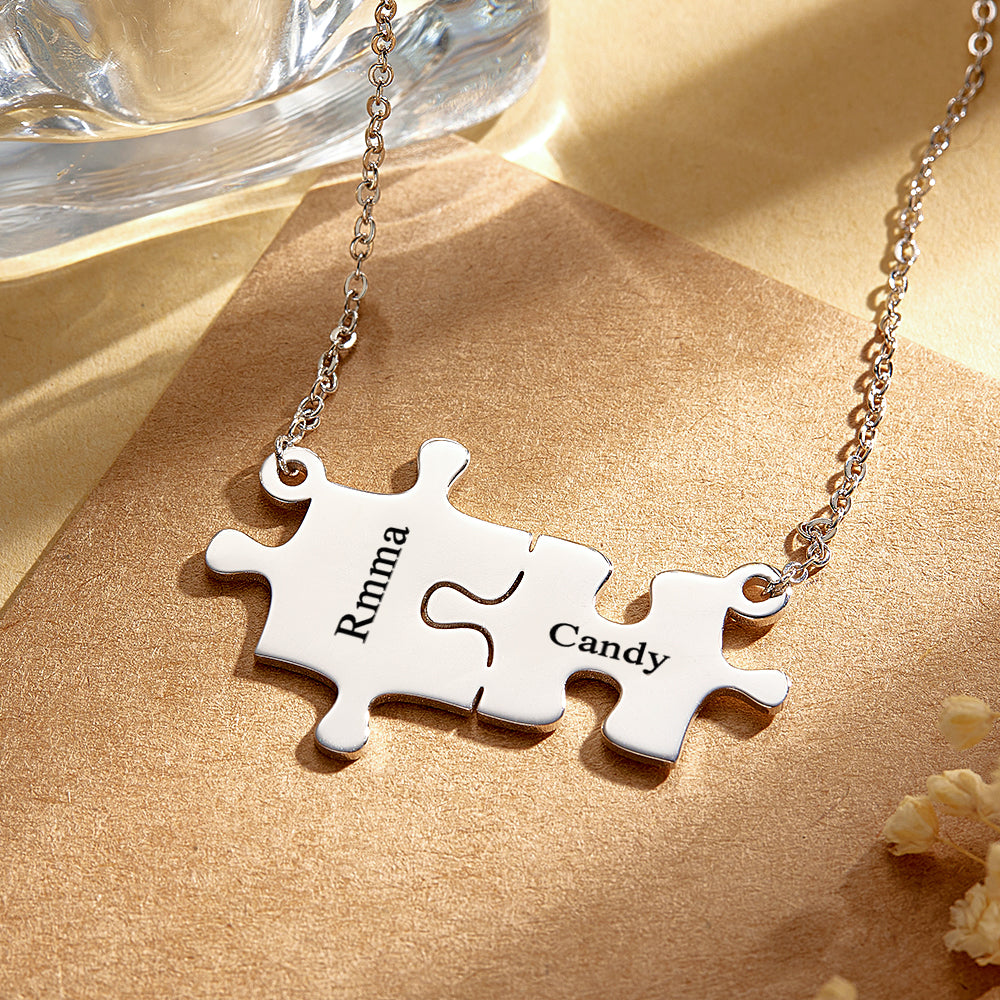 Personalized Puzzle Necklace Custom Name Engraved Necklace Jewelry Gift for Her