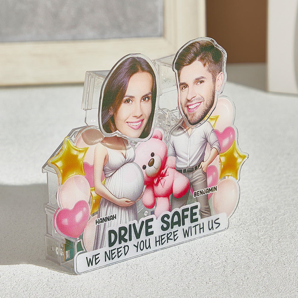 Personalized Face Drive Safe Couple Shaking Head Standee Gift for Couple