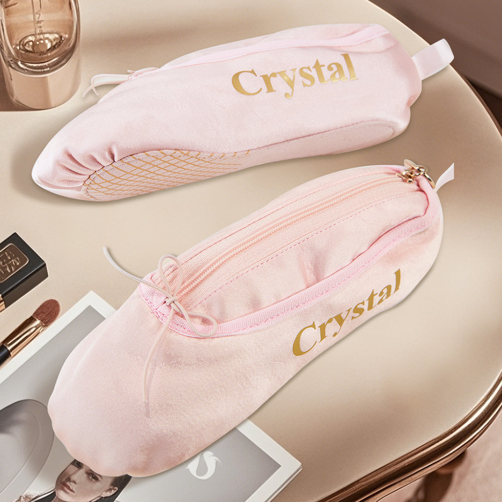 Personalized Ballet Shoe Makeup Bag Pink Cosmetic Bag Gift for Ballet Lovers