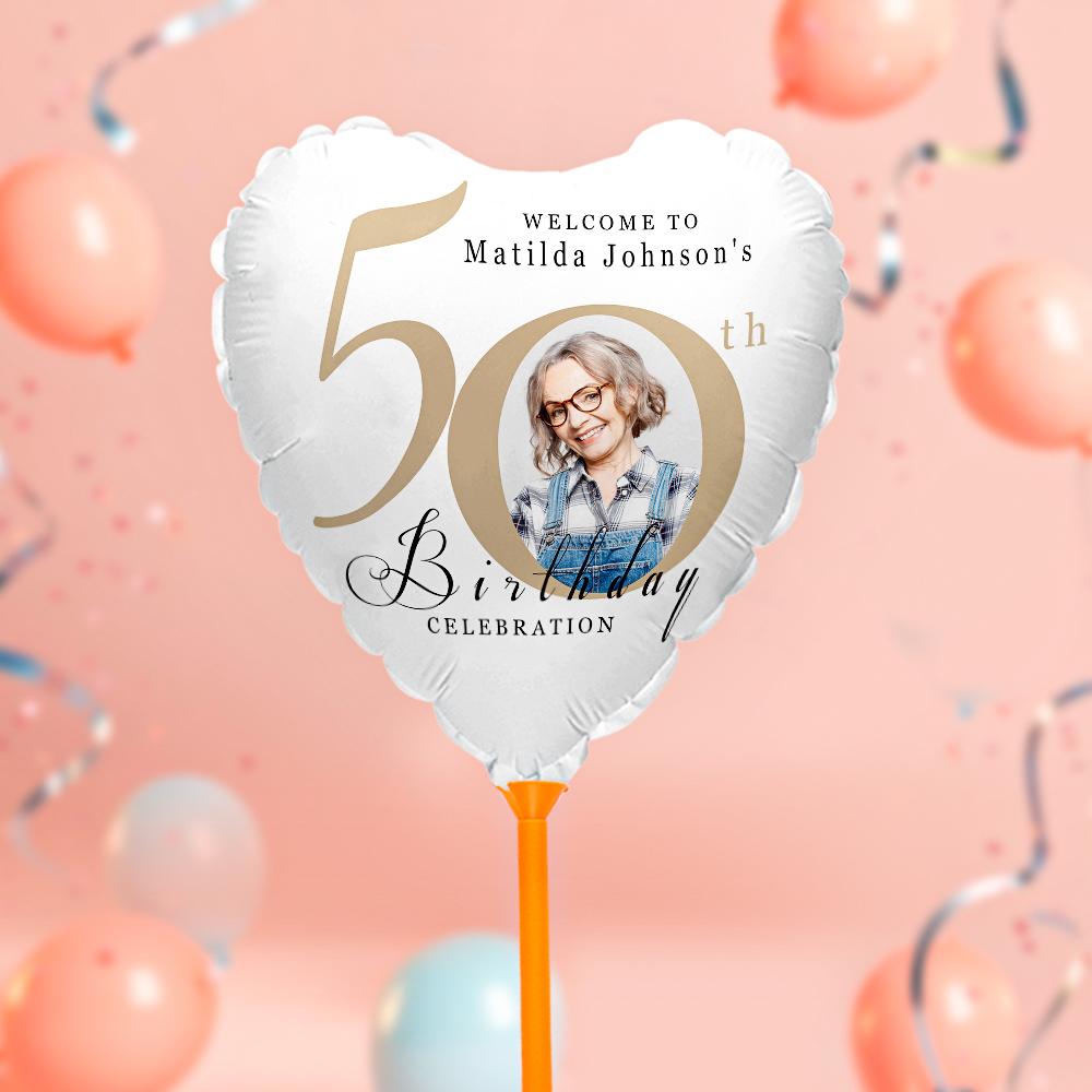 Custom 50th Birthday Balloons with Photo for Birthday Party Decoration