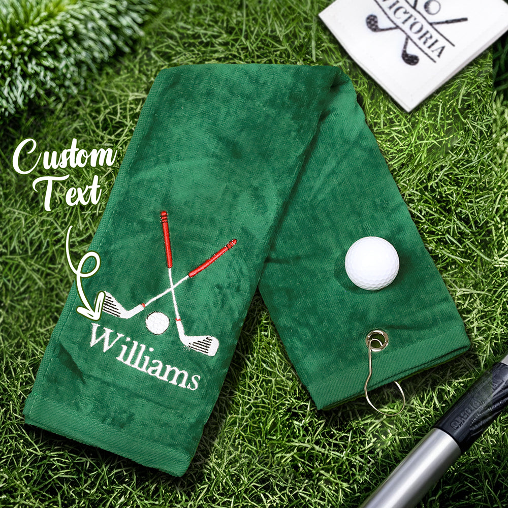 Personalized Embroidered Name Golf Towel with Clip Golf Accessories Gift for Men Women Golf Lovers