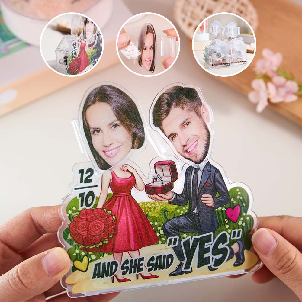 Personalized Face Propose Shaking Head Standee Gift for Couple