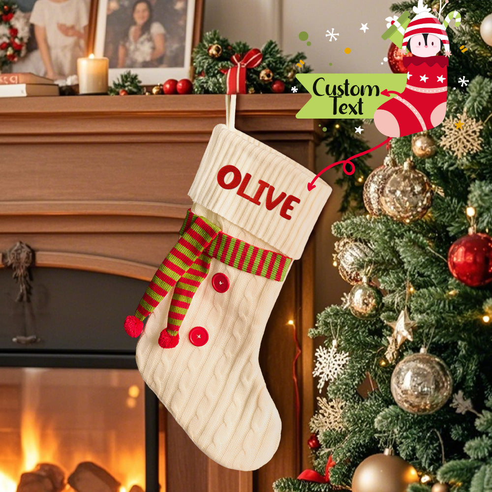 Personalized Christmas Scarve Stocking with Name Embroidery Christmas Stockings Gift for Family