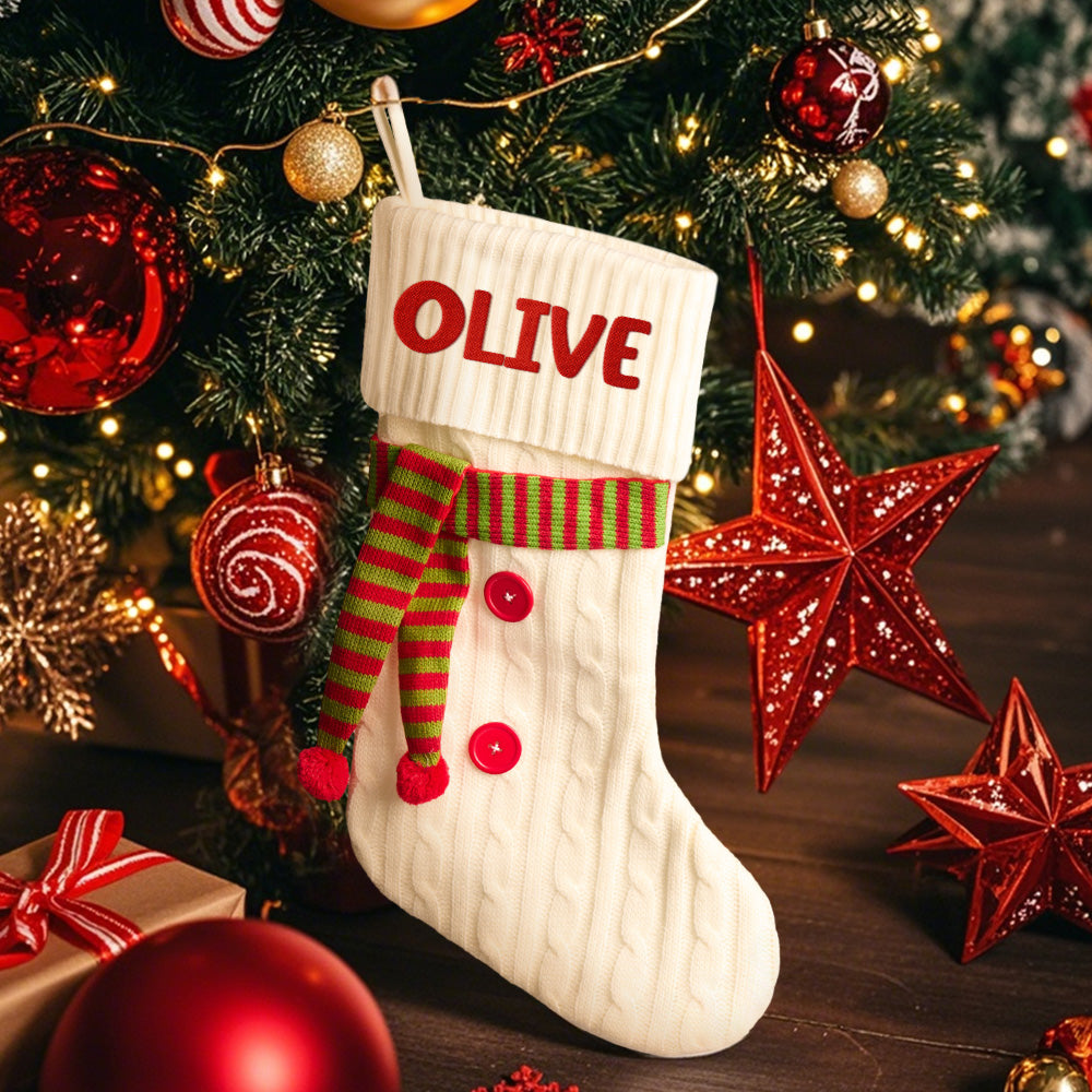 Personalized Christmas Scarve Stocking with Name Embroidery Christmas Stockings Gift for Family