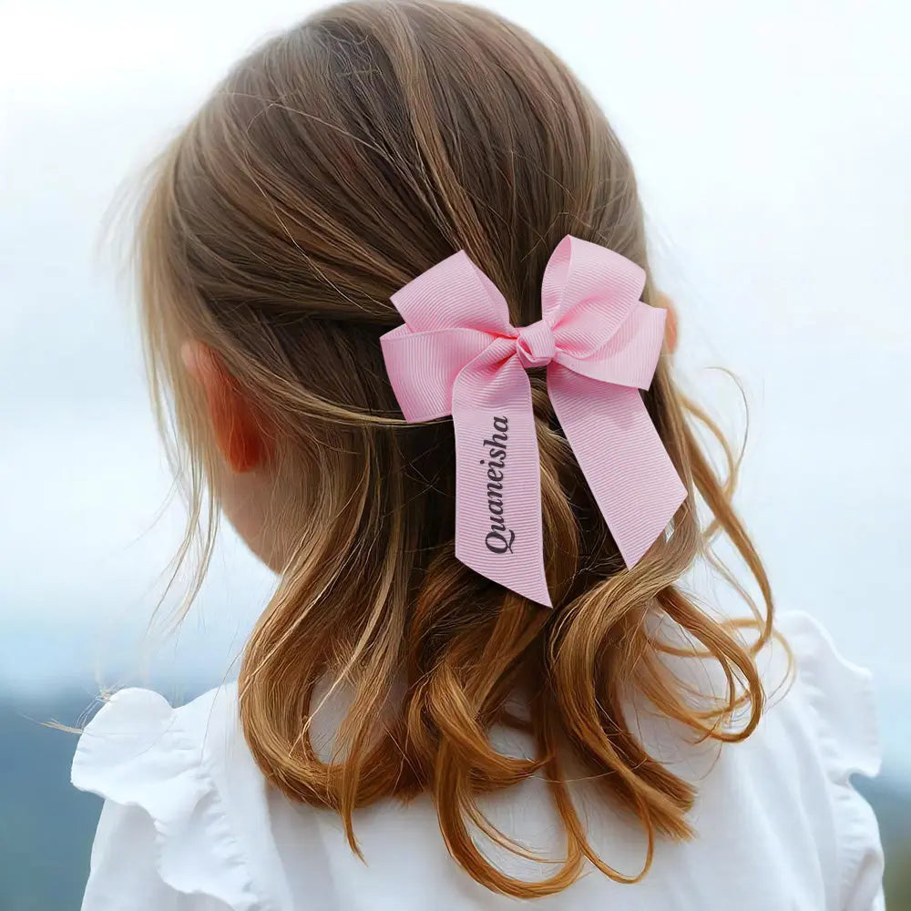 Personalized Hair Bow Clip Girls Back To School Wedding Flower Girl Gift