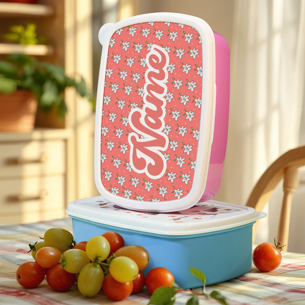 Personalized Lunch Box with Name Cute Flowers Print Lunch Box Birthday Gift for Kids