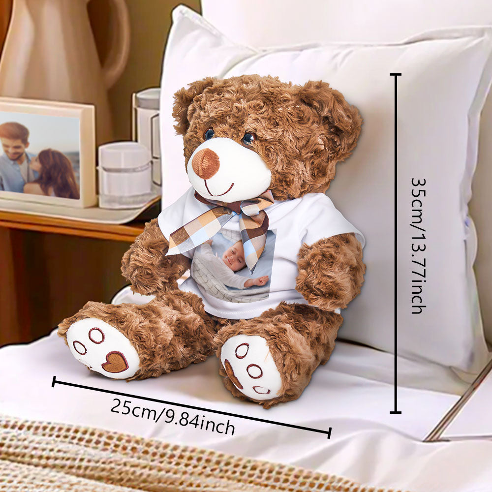 Personalized Bear Plush Stuffed Toy with Photo Gift for Kids