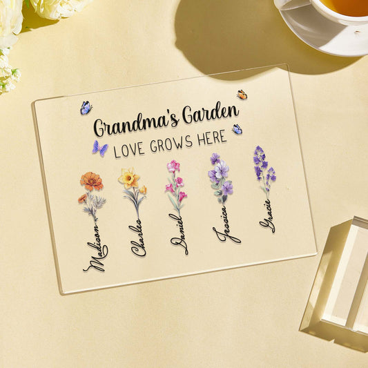 Personalized Grandma's Garden Plaque Custom Birth Flower Sign Mother's Day Gift for Grandma