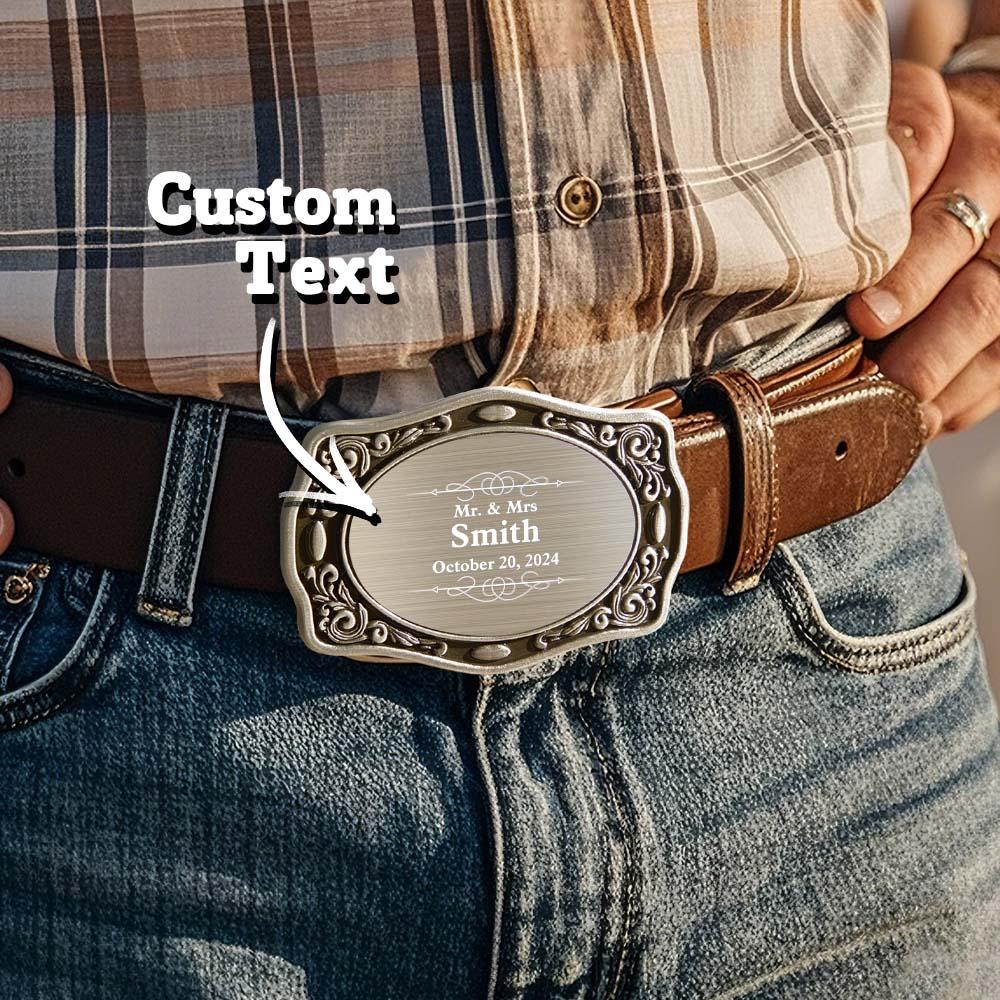 Personalized Western Cowboy Name Belt Buckle for Men Wedding Gift for Groom