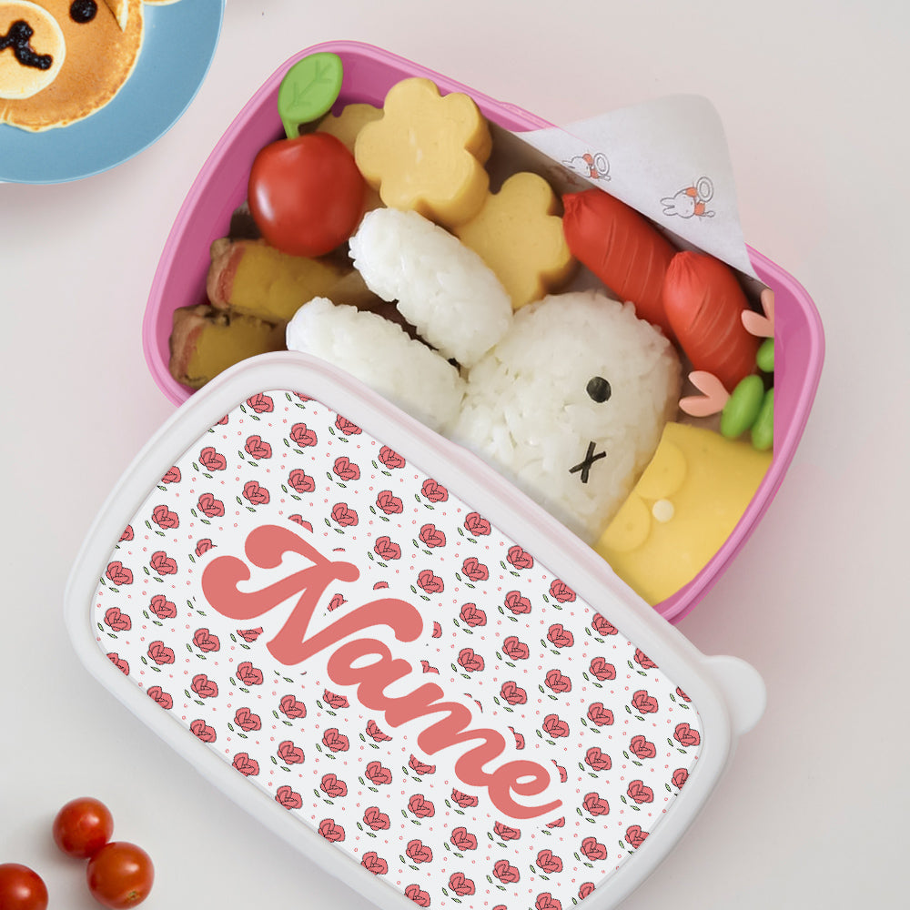 Personalized Name Lunch Box Cute Flowers Print Lunch Box Birthday Gift for Kids