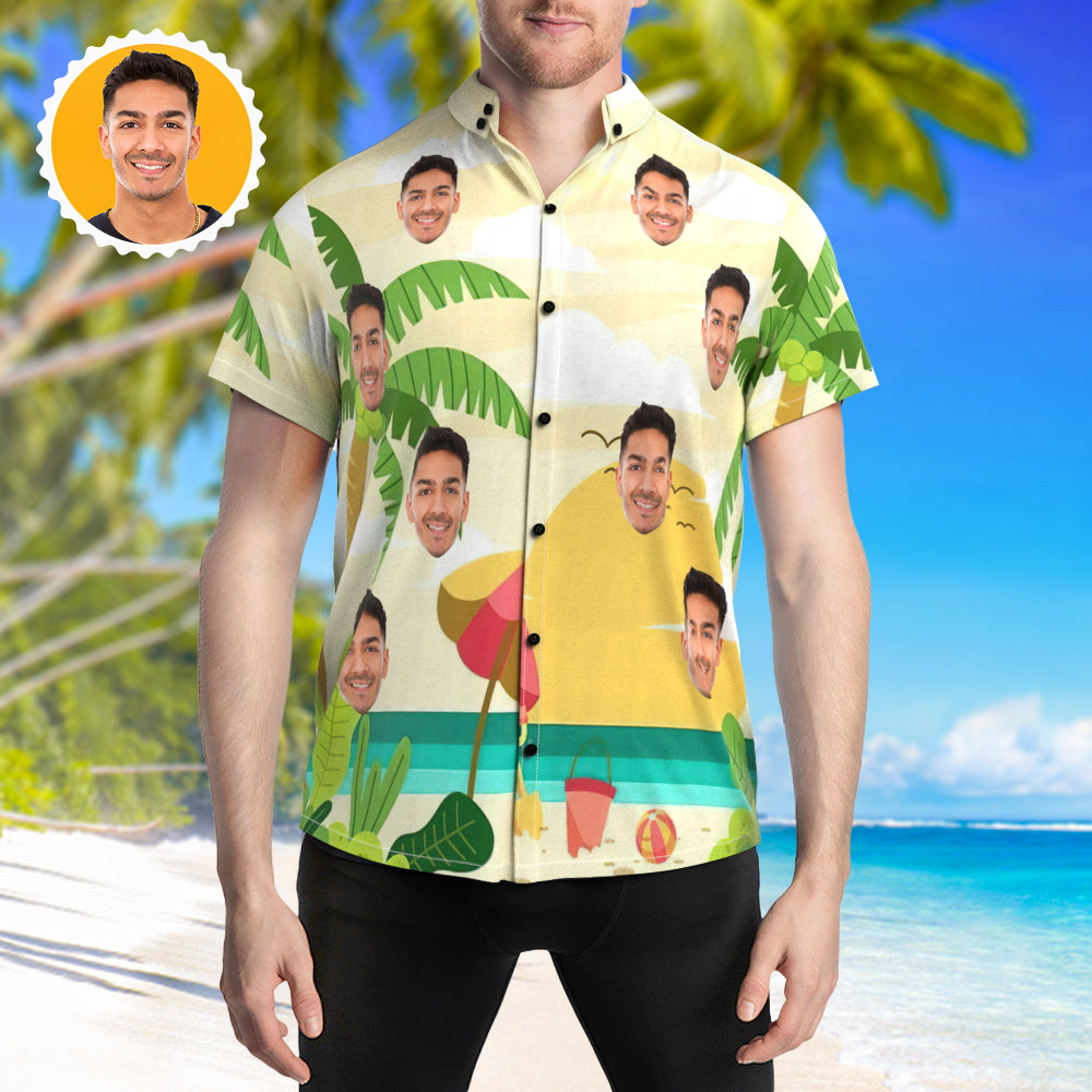 Custom Hawaiian Shirts Holiday Beach Party Shirt With Face