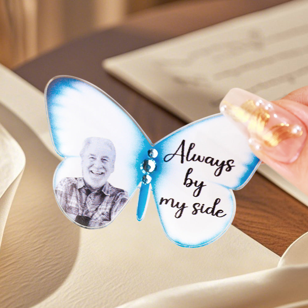 Personalized Acrylic Butterfly Brooch Pin with Words Photo Memorial Wedding Gift for Bride